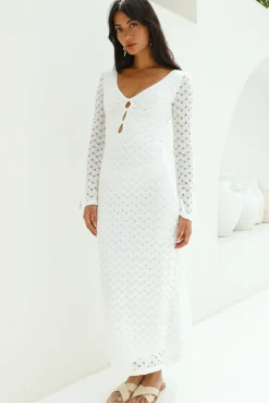 Ivory Moon Maxi Dress White