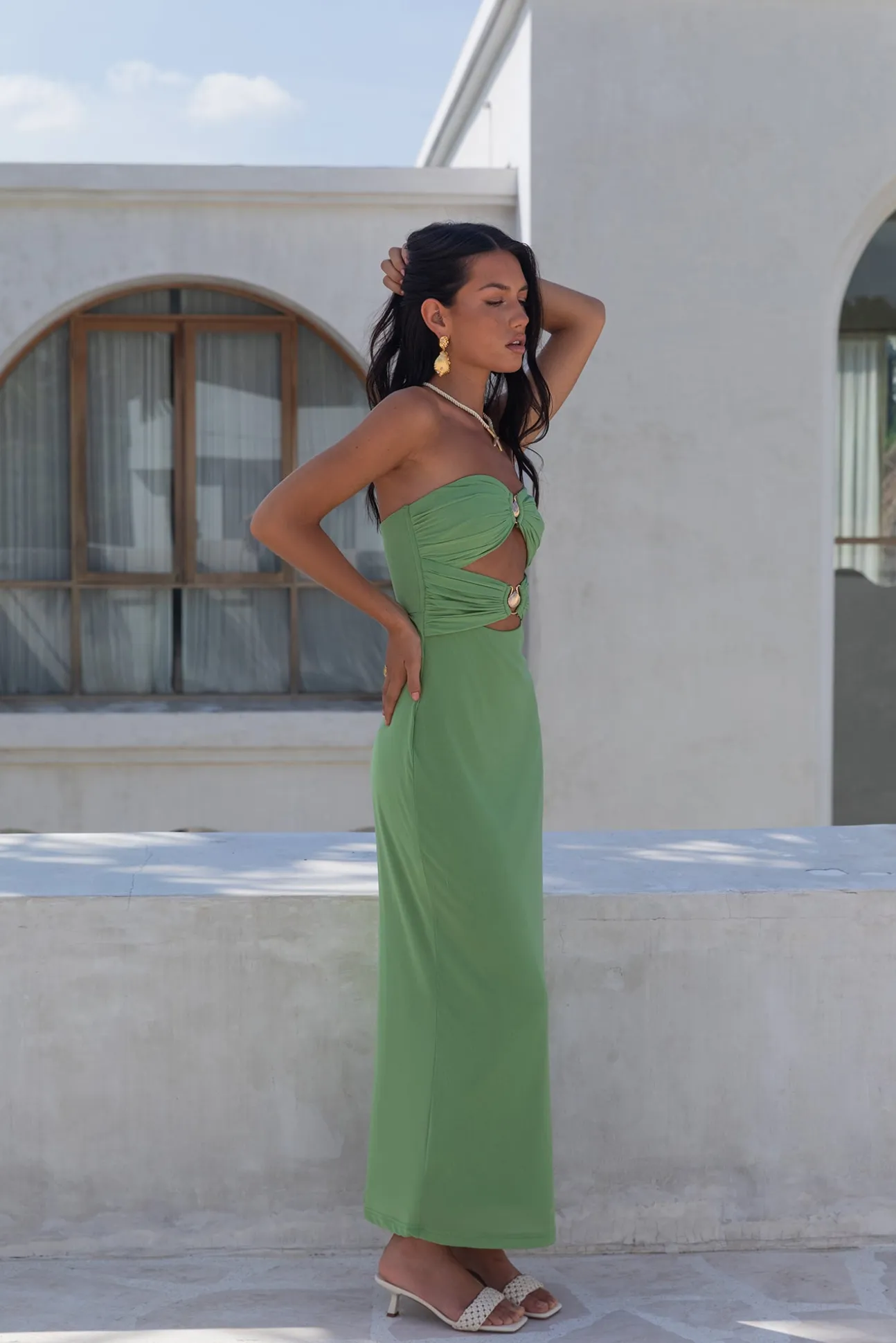 Jovi Strapless Maxi Dress Green