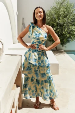 Joy Journey One Shoulder Maxi Dress Yellow