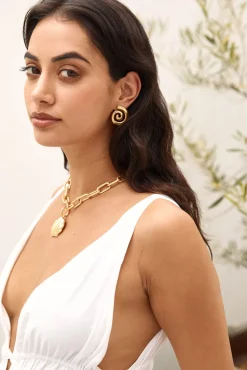 18k Gold Plated Around Cities Earrings Gold