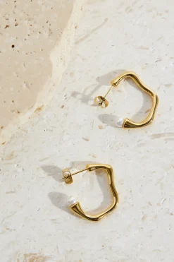 18K Gold Plated Fashion Edge Hoop Earrings Gold