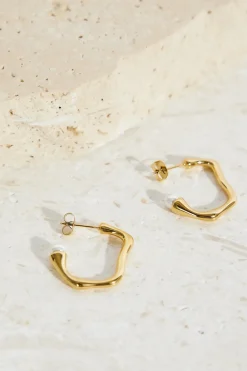 18K Gold Plated Fashion Edge Hoop Earrings Gold