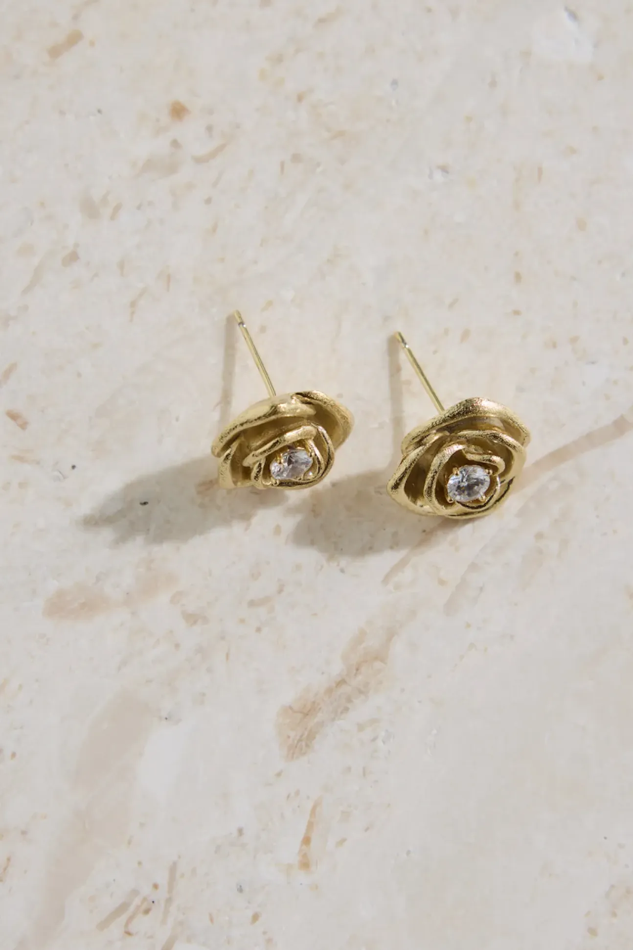 18K Gold Plated Golden Rose Earrings Gold
