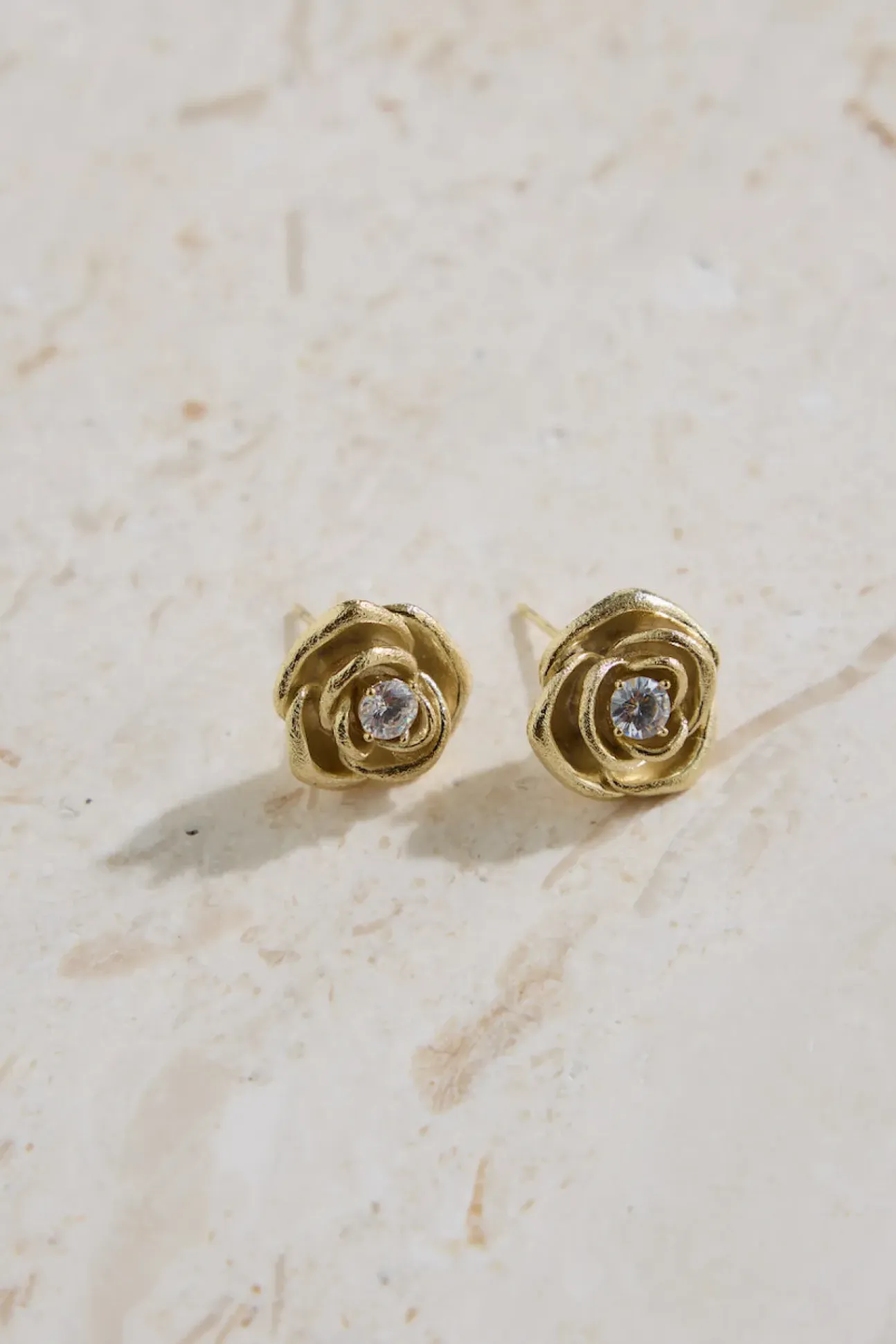 18K Gold Plated Golden Rose Earrings Gold