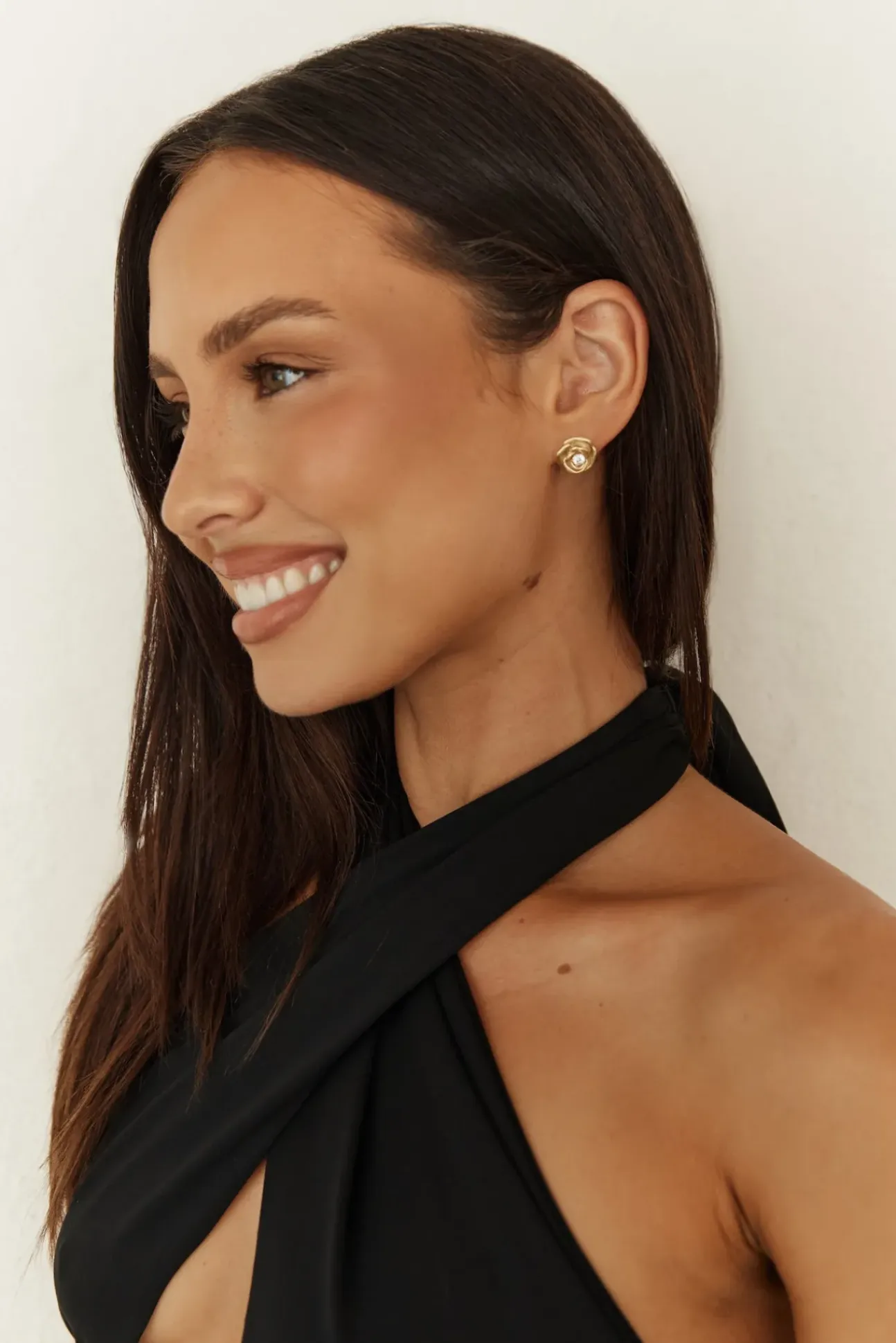 18K Gold Plated Golden Rose Earrings Gold
