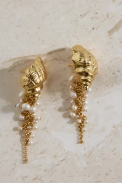 18K Gold Plated Hearing Waves Earrings Gold