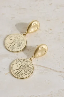 18K Gold Plated Lucky Coin Earrings Gold
