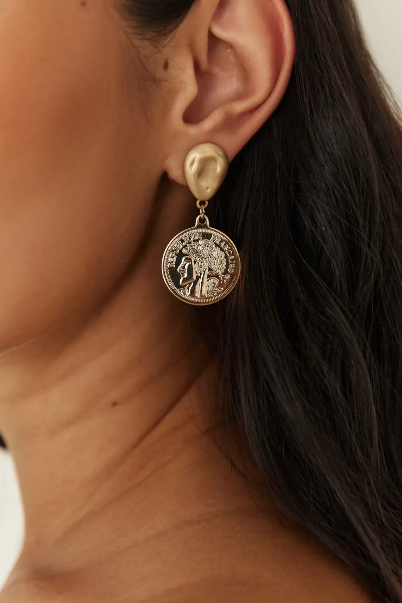 18K Gold Plated Lucky Coin Earrings Gold