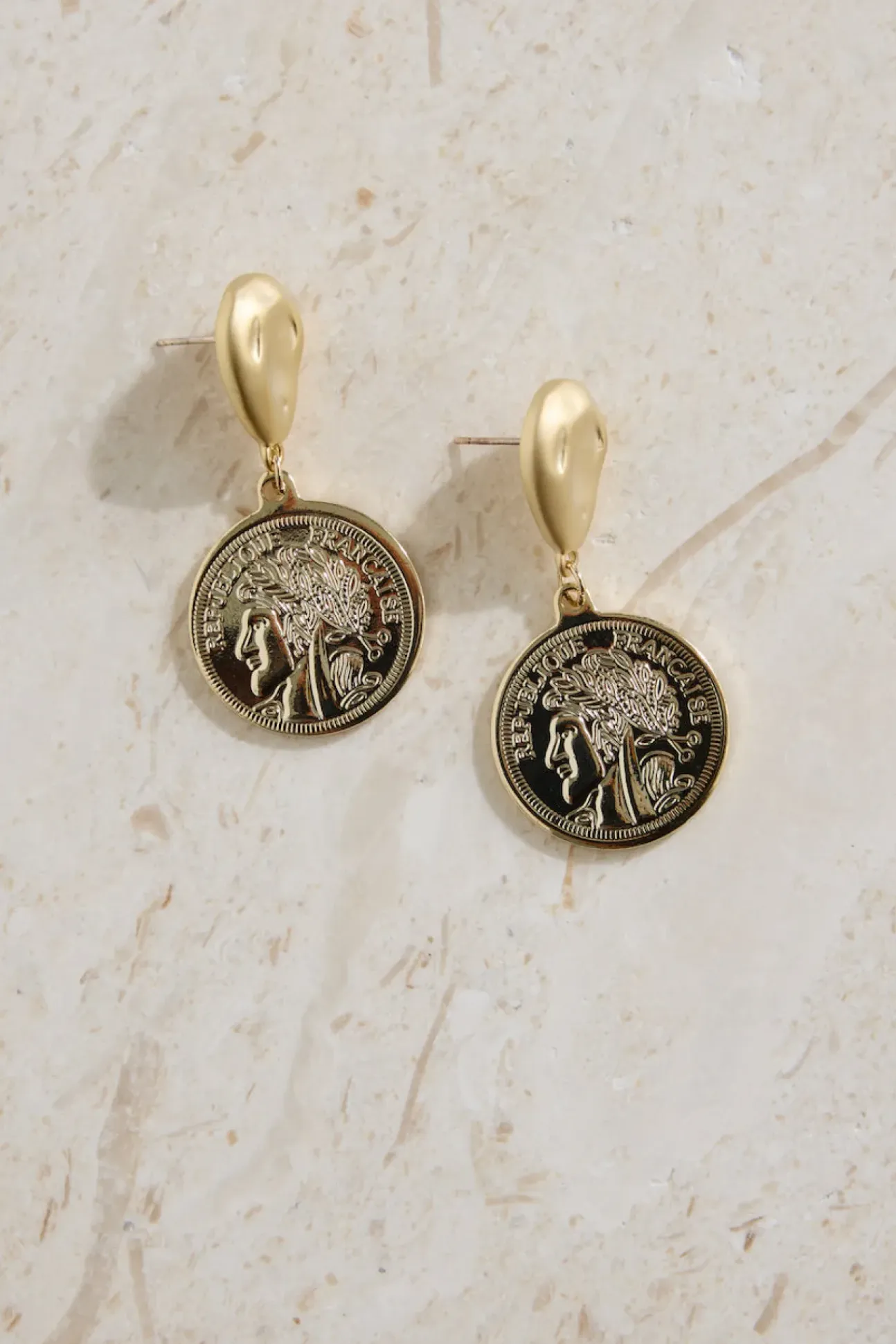 18K Gold Plated Lucky Coin Earrings Gold