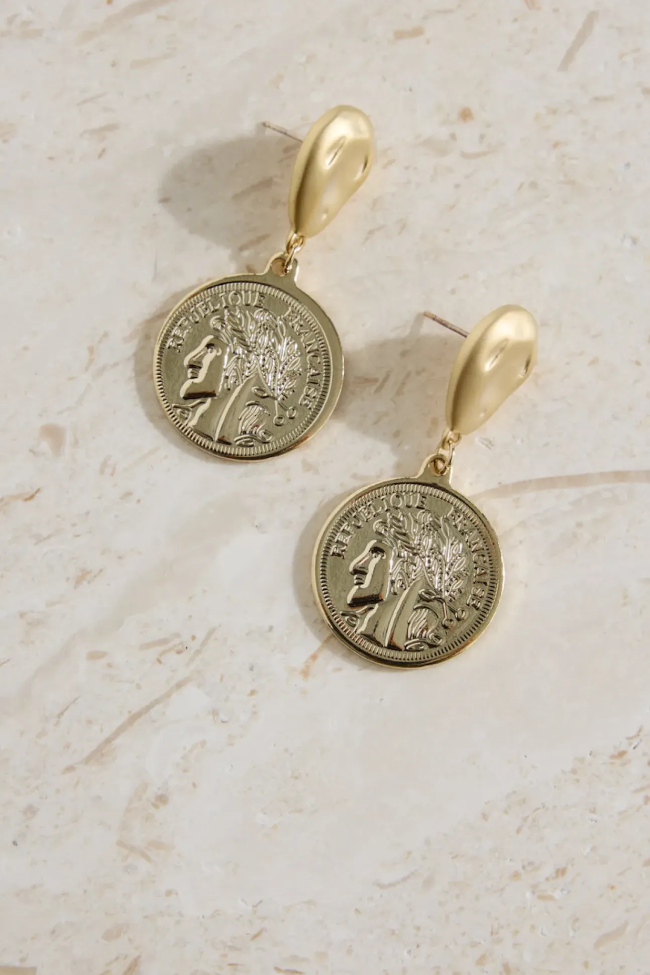 18K Gold Plated Lucky Coin Earrings Gold