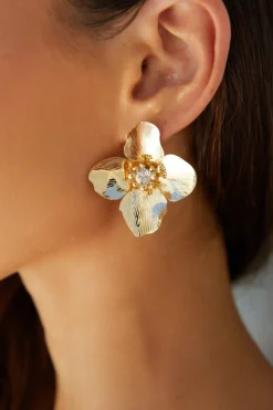 18K Gold Plated Open Heart Earrings Gold
