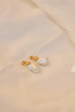 18K Gold Plated Precious Pearls Earrings Gold
