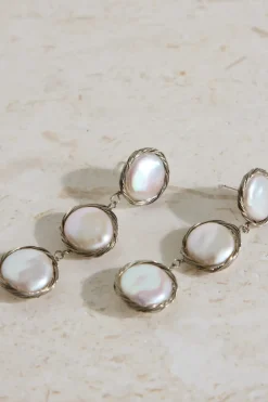 18K Gold Plated Precious Pearls Earrings Silver