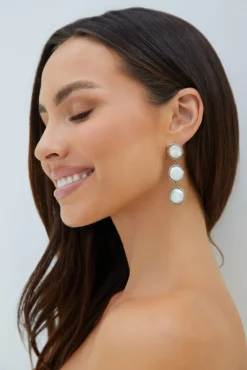 18K Gold Plated Precious Pearls Earrings Silver