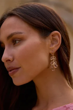 18K Gold Plated Quartz Gems Earrings Gold