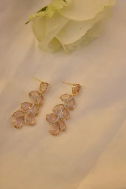 18K Gold Plated Quartz Gems Earrings Gold