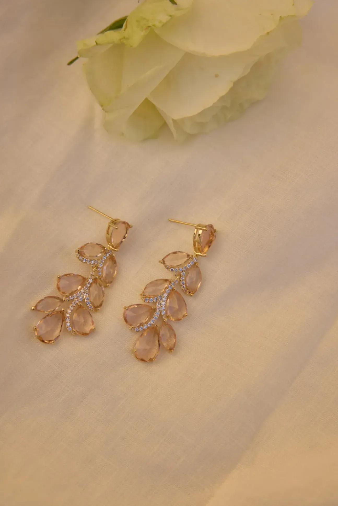 18K Gold Plated Quartz Gems Earrings Gold
