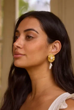 18K Gold Plated Ripple Effect Earrings Gold