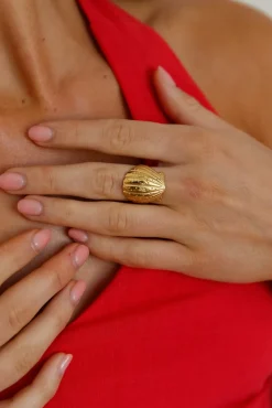 18K Gold Plated Shimmering Treasure Ring Gold