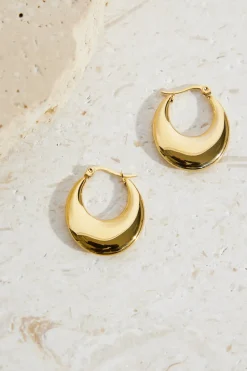 18k Gold Plated Slick Bun Hoop Earrings Gold