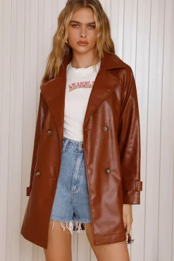 Kiss Of Venus Trench Coat Brown