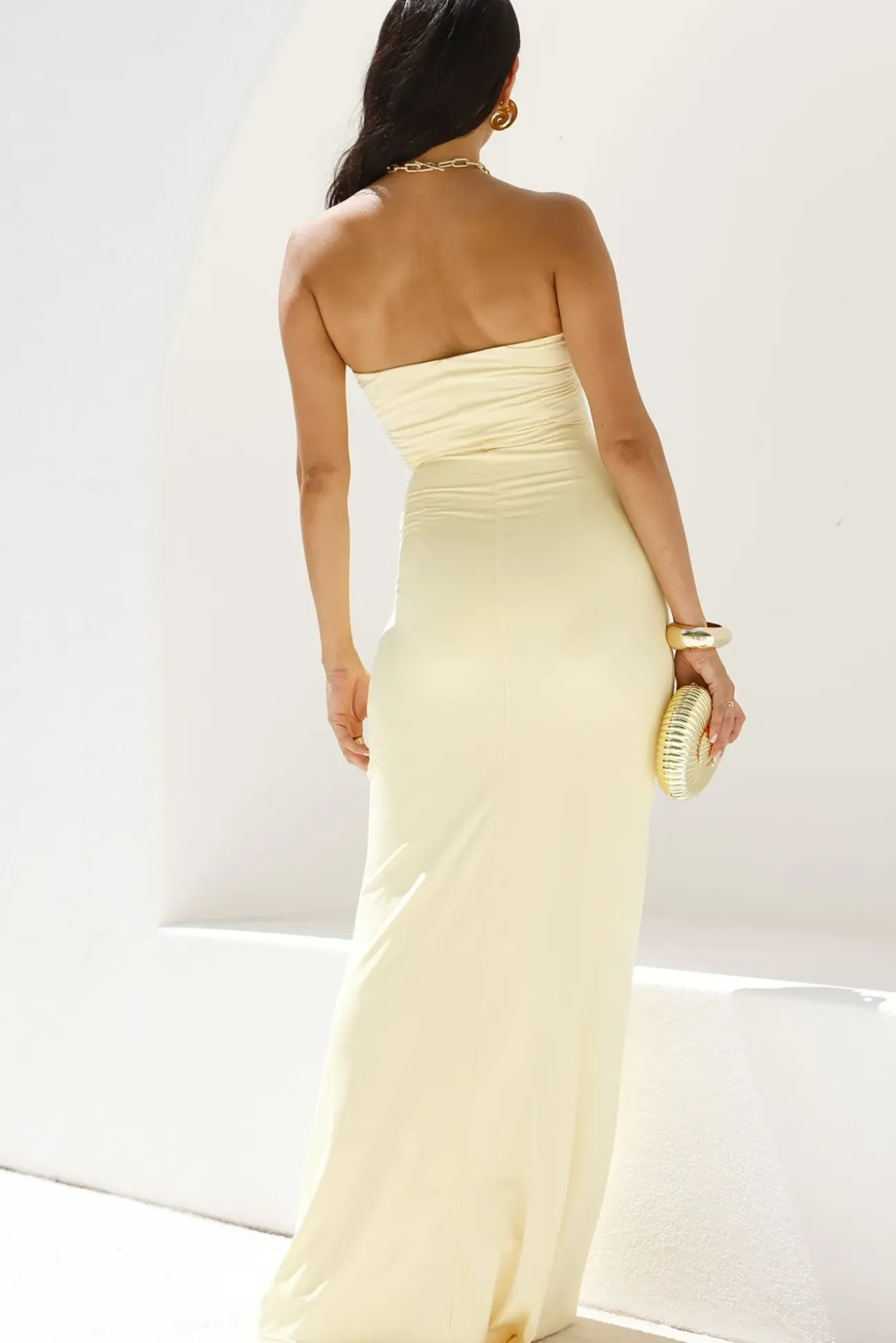 Kleo Strapless Maxi Dress Yellow