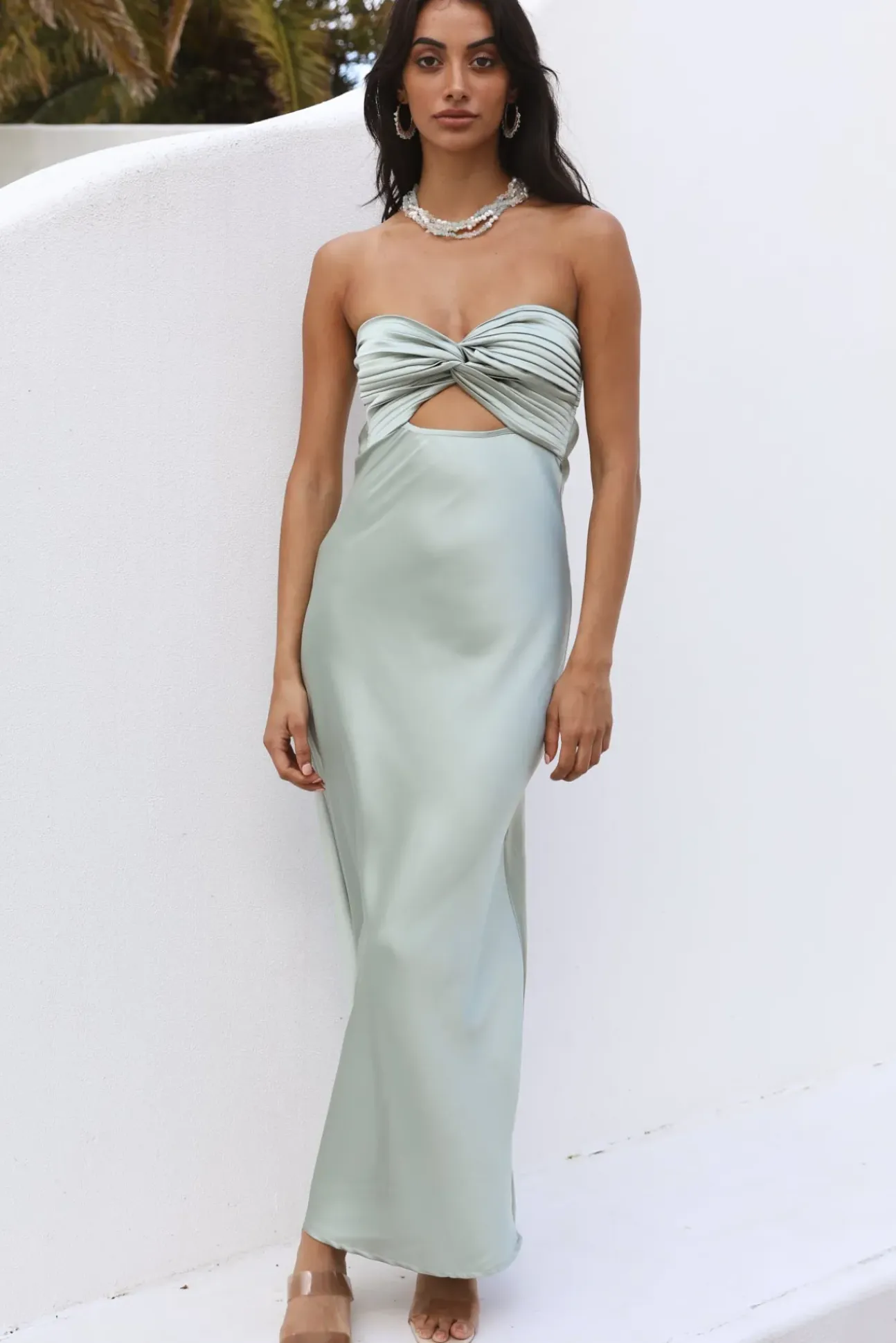Laced With Gold Maxi Dress Sage