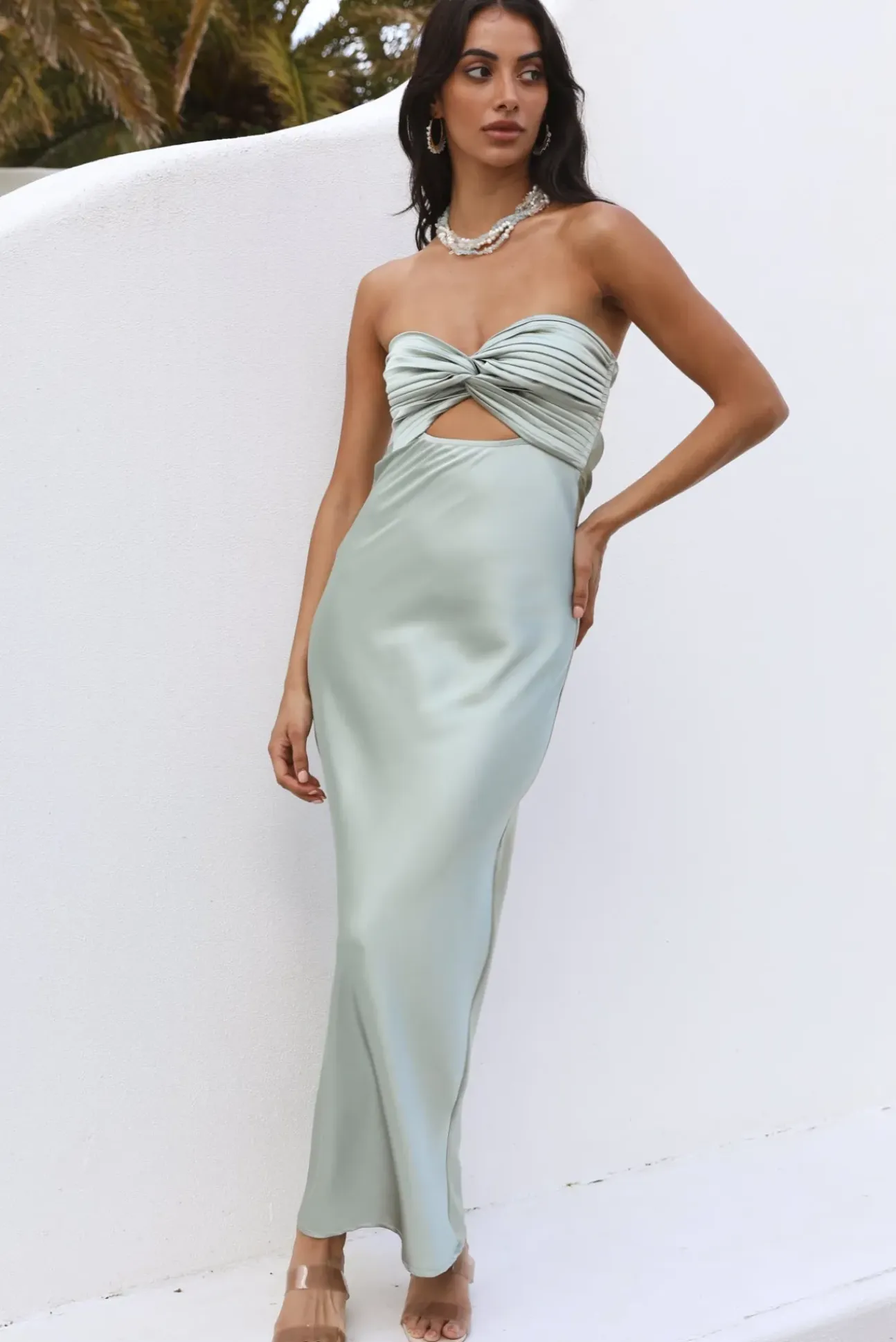 Laced With Gold Maxi Dress Sage