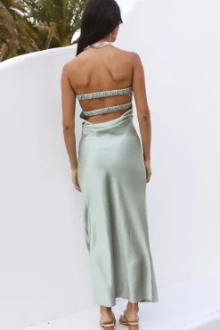 Laced With Gold Maxi Dress Sage
