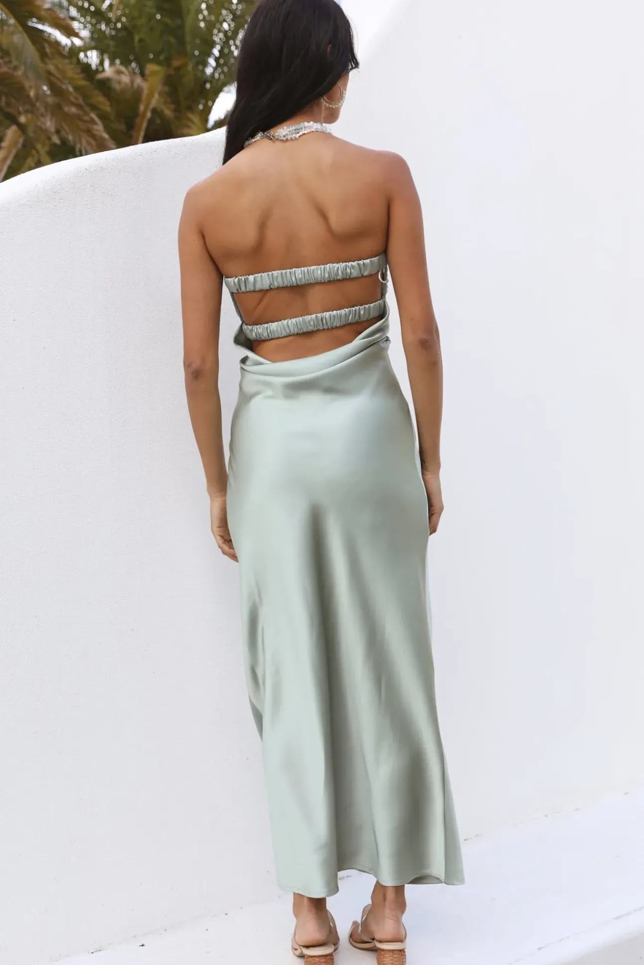 Laced With Gold Maxi Dress Sage