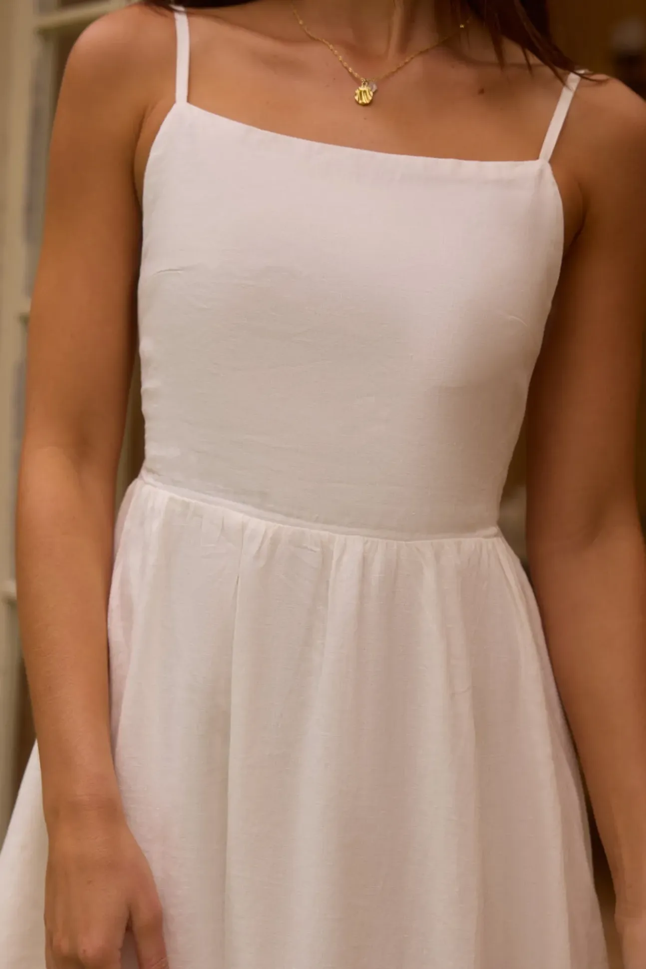 Lacey 100% Linen Maxi Dress White