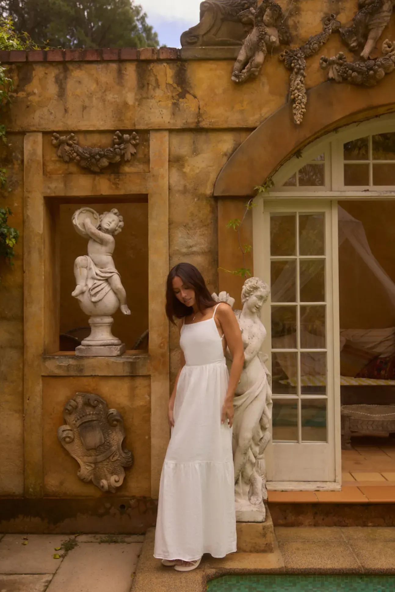 Lacey 100% Linen Maxi Dress White