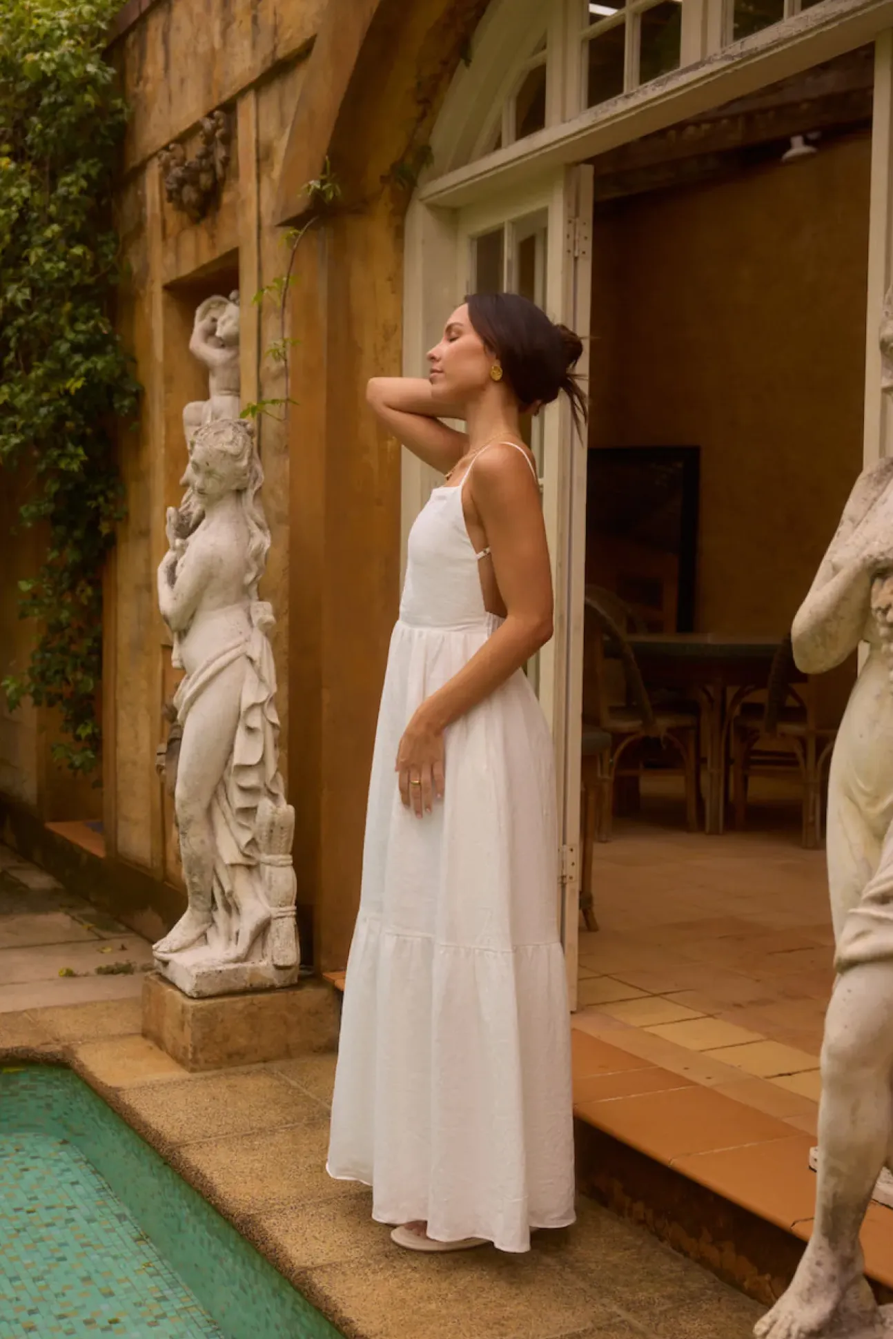 Lacey 100% Linen Maxi Dress White