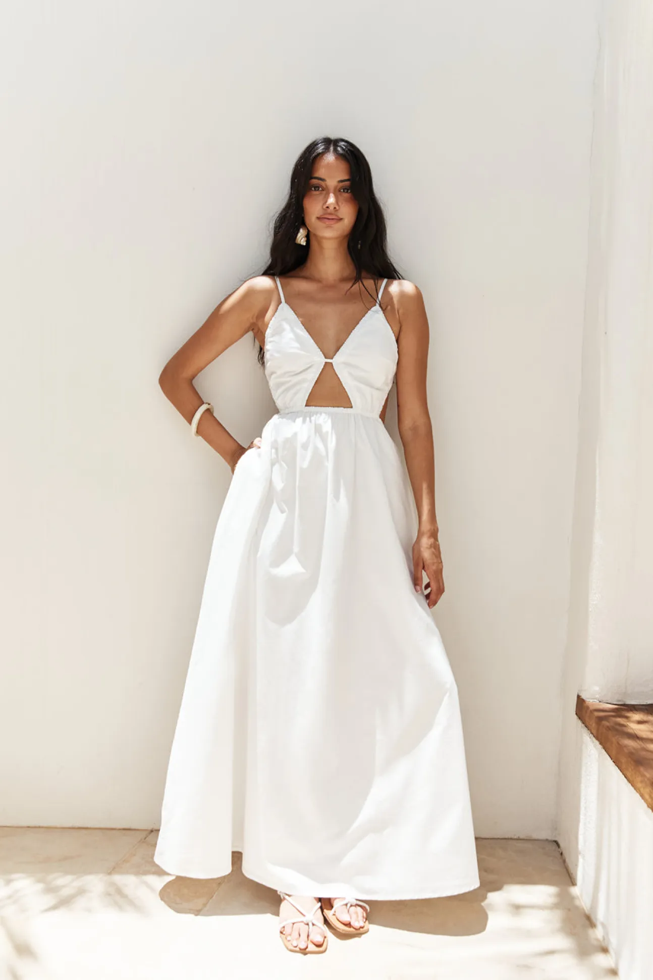 Lantern Trail Maxi Dress White
