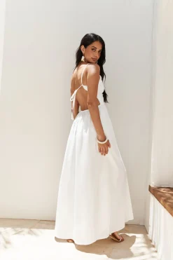 Lantern Trail Maxi Dress White