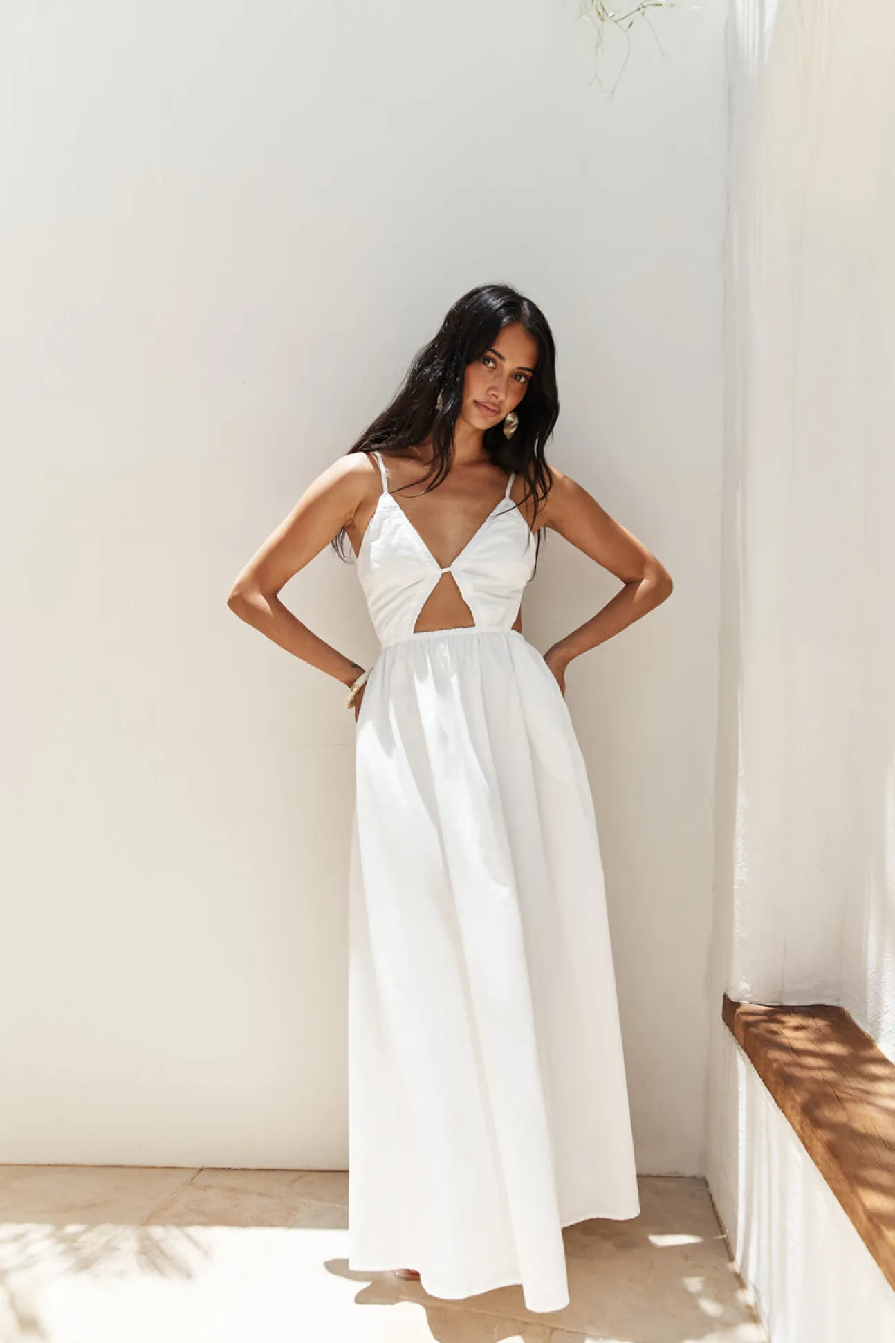 Lantern Trail Maxi Dress White