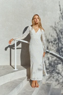 Layla Long-Sleeve Maxi Dress Cream