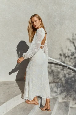Layla Long-Sleeve Maxi Dress Cream
