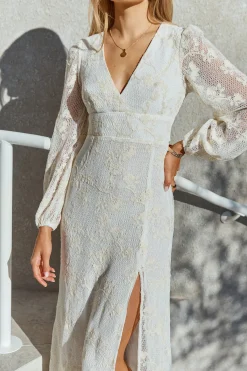 Layla Long-Sleeve Maxi Dress Cream