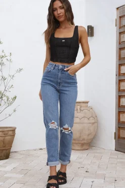 LEE Monique Corset Top Black Denim