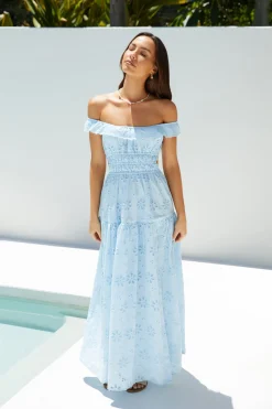 Lemon Blossom Maxi Dress Blue