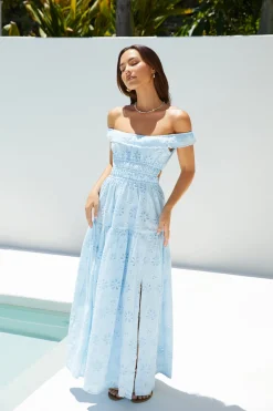 Lemon Blossom Maxi Dress Blue
