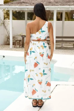 Lemon Wedge One Shoulder Crop Top Green