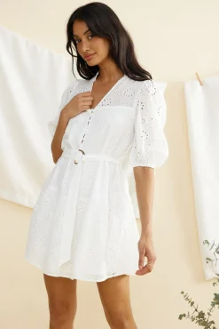 Let It Shine Mini Dress White