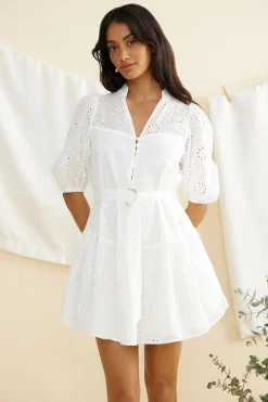 Let It Shine Mini Dress White