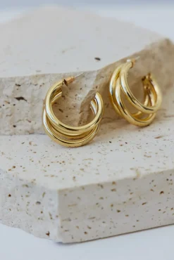 Life In Threes Earrings Gold