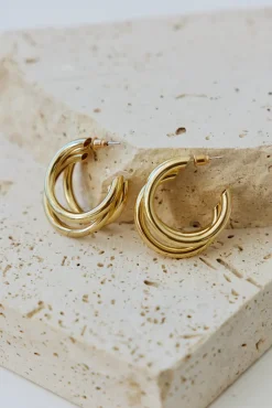 Life In Threes Earrings Gold