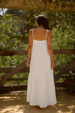 Liliana 100% Linen Maxi Dress White