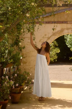 Liliana 100% Linen Maxi Dress White