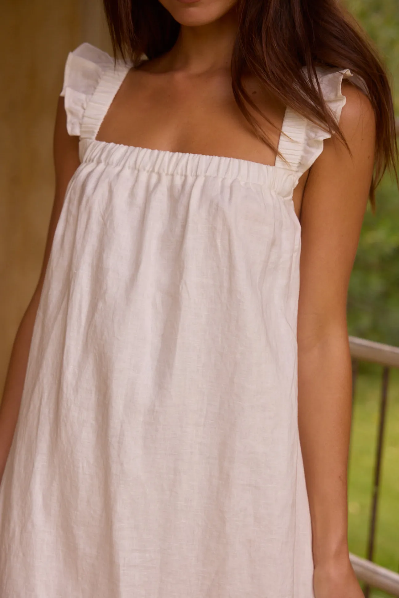 Lily 100% Linen Maxi Dress White